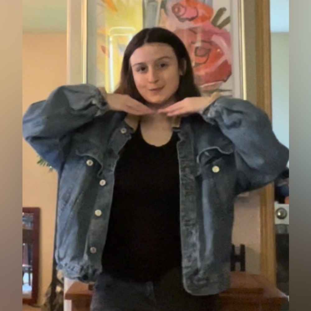 Vintage Checkered Breaker Blue Jeans Jacket